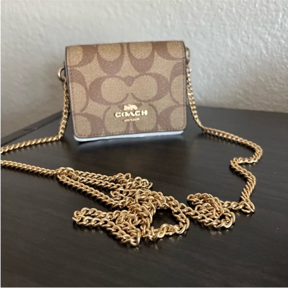 Coach Mini Brown and Gold Bag And Charm